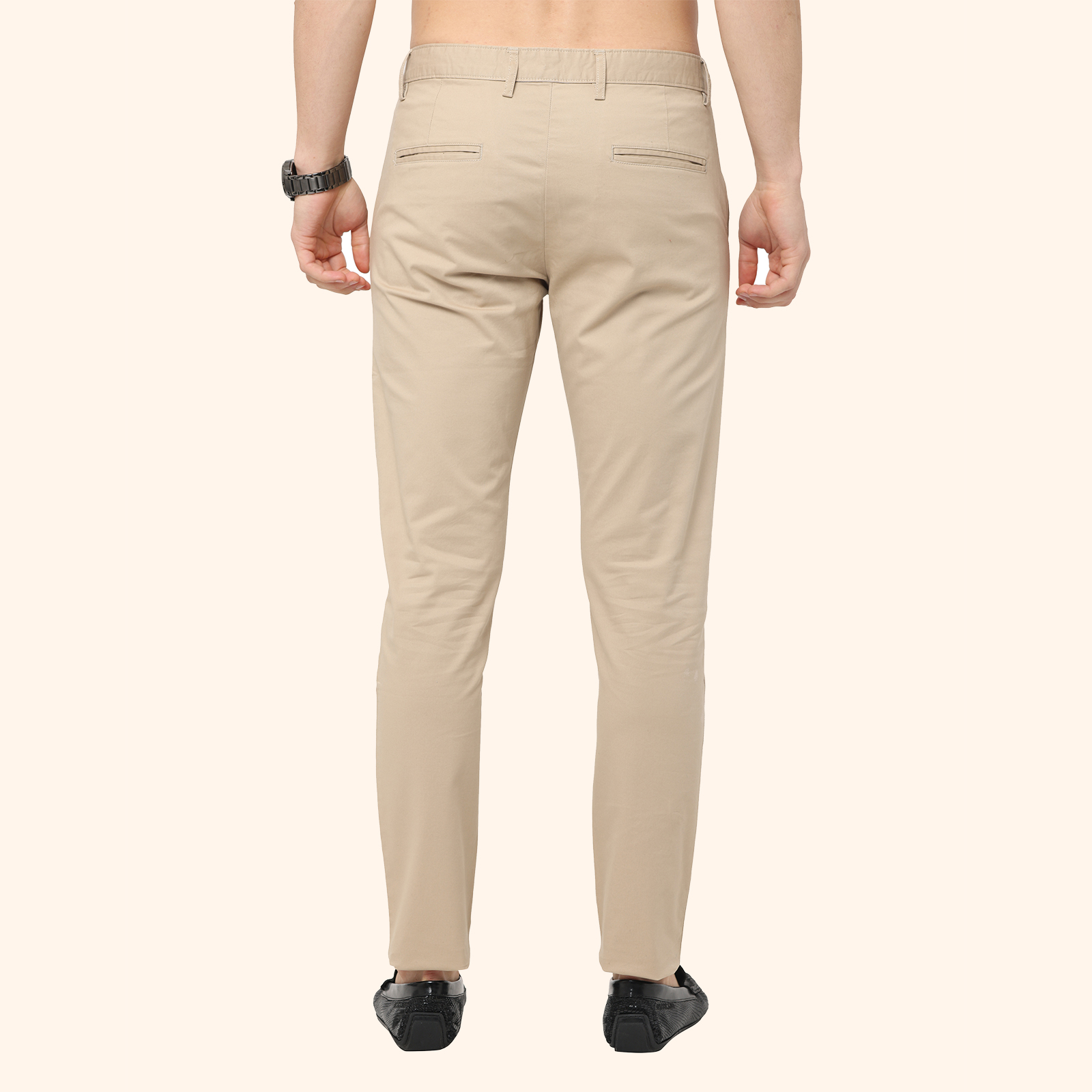 Classic Polo Mens Cotton Solid Smart Fit Khaki Color Trousers  Tn226